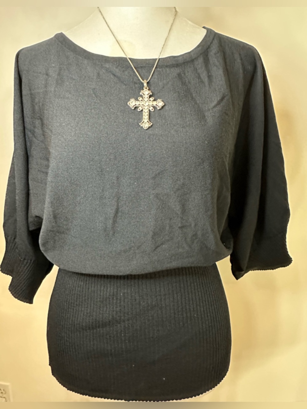 Kenar Black Batwing Sleeve Women's Top - Size S